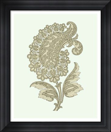 Framed Celadon Floral Motif II Print