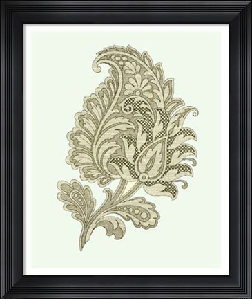 Framed Celadon Floral Motif IV Print