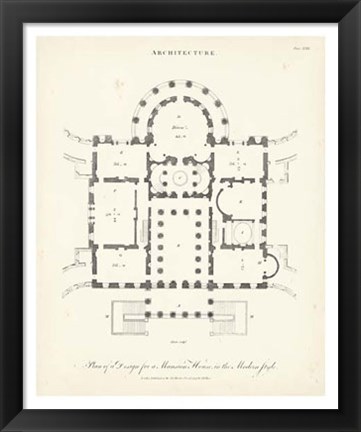 Framed Plan for a Mansion Print