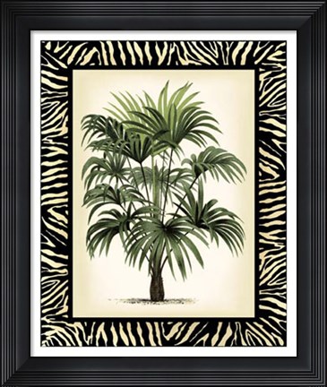 Framed Palm in Zebra Border I Print