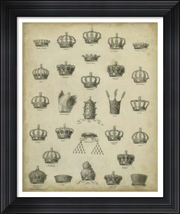 Framed Heraldic Crowns &amp; Coronets II Print