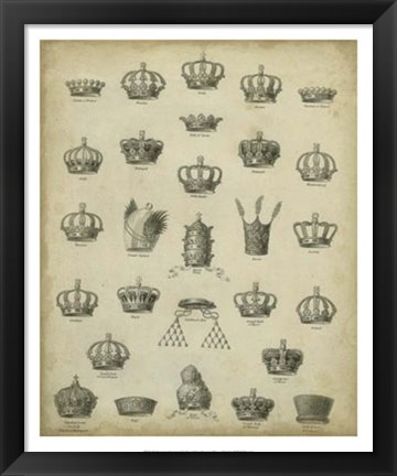 Framed Heraldic Crowns &amp; Coronets II Print