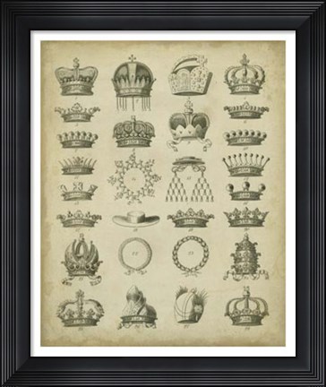 Framed Heraldic Crowns &amp; Coronets III Print