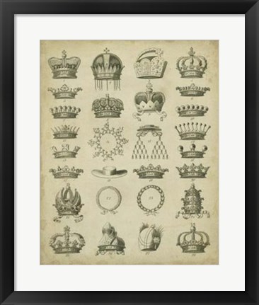 Framed Heraldic Crowns &amp; Coronets III Print