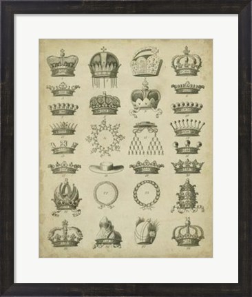 Framed Heraldic Crowns &amp; Coronets III Print