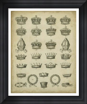 Framed Heraldic Crowns &amp; Coronets IV Print