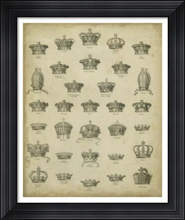 Framed Heraldic Crowns &amp; Coronets V Print