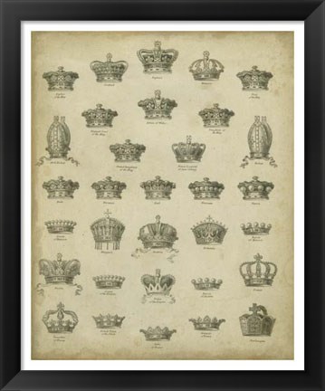 Framed Heraldic Crowns &amp; Coronets V Print