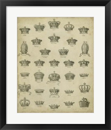 Framed Heraldic Crowns &amp; Coronets V Print