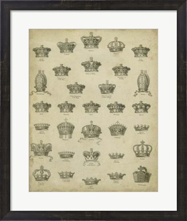 Framed Heraldic Crowns &amp; Coronets V Print