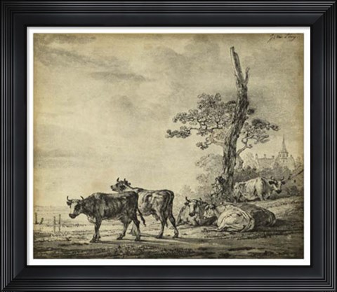 Framed Pastoral Etching I Print