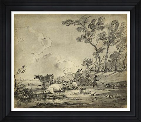 Framed Pastoral Etching II Print