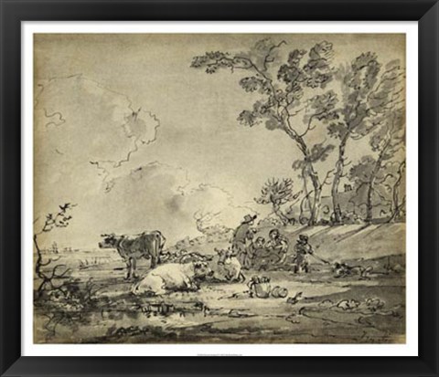 Framed Pastoral Etching II Print