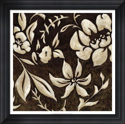 Framed Coffee and Cream Brocade II Print