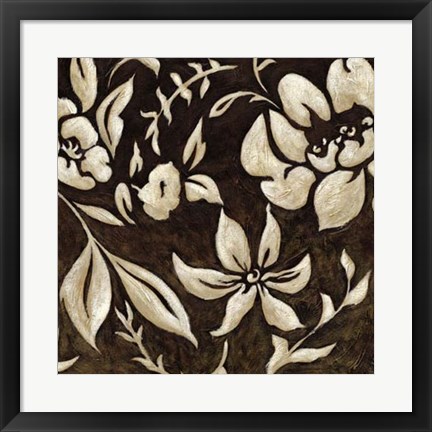 Framed Coffee and Cream Brocade II Print