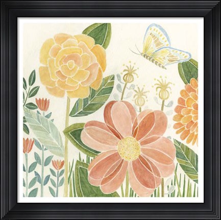 Framed Papillon Garden I Print