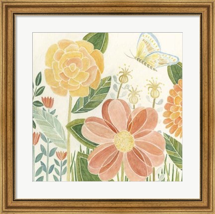 Framed Papillon Garden I Print