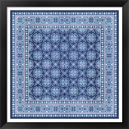 Framed Italian Mosaic in Blue I Print