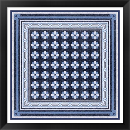 Framed Italian Mosaic in Blue IV Print