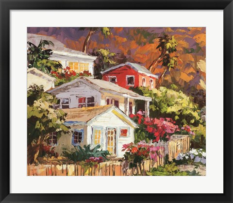 Framed Beach Cottage Community Print