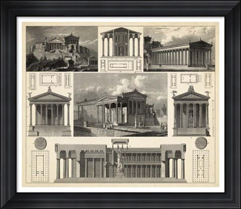 Framed Antique City Plan I Print