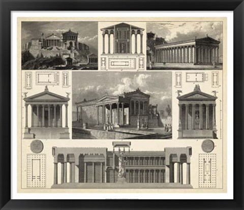 Framed Antique City Plan I Print