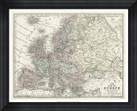 Framed Map of Europe Print