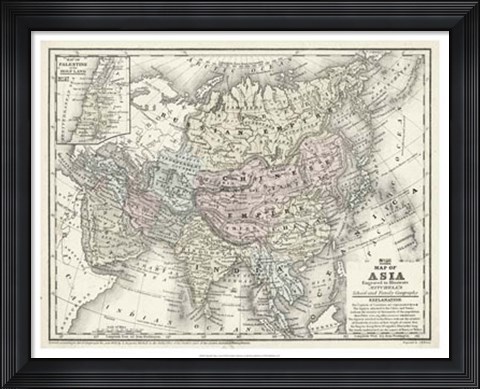 Framed Map of Asia Print