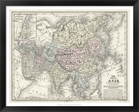 Framed Map of Asia Print