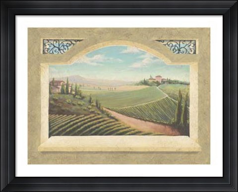Framed Vineyard Window I Print