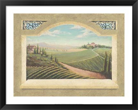 Framed Vineyard Window I Print