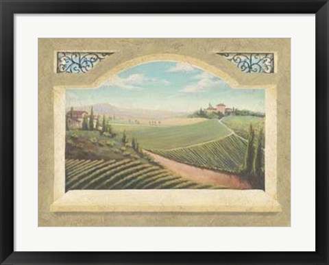 Framed Vineyard Window I Print