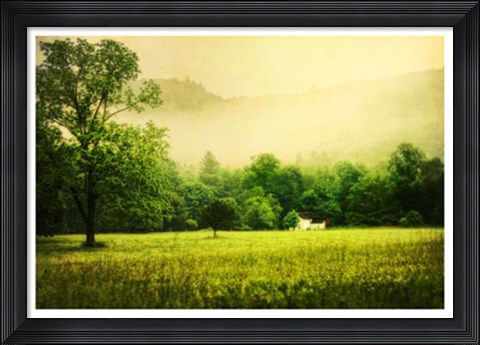Framed Farmhouse on Foggy Morn&#39; Print