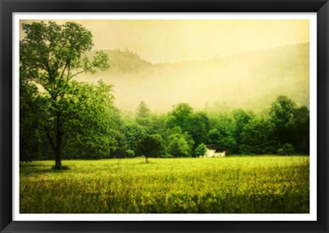 Framed Farmhouse on Foggy Morn&#39; Print