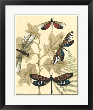 Framed Graphic Dragonflies in Nature I Print