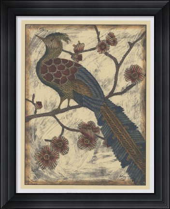 Framed Embroidered Pheasant II Print