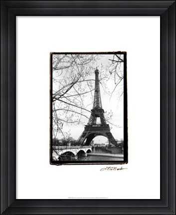 Framed Eiffel Tower Along the Seine River Print