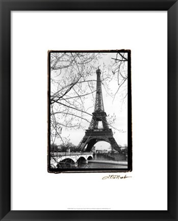 Framed Eiffel Tower Along the Seine River Print