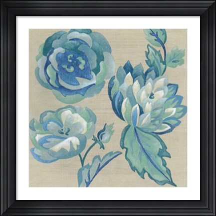 Framed Turquoise Chintz II Print