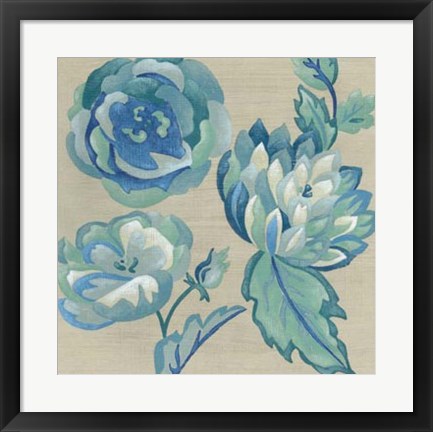 Framed Turquoise Chintz II Print