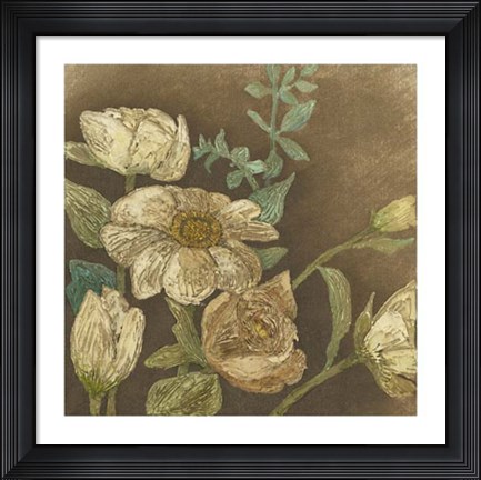 Framed Antiqued Bouquet I Print