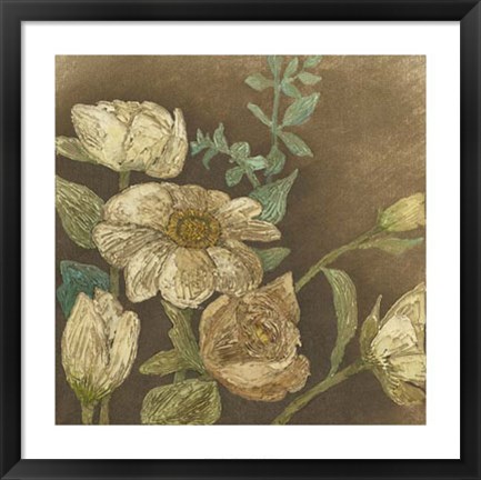 Framed Antiqued Bouquet I Print