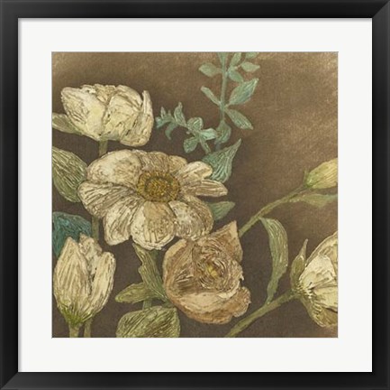 Framed Antiqued Bouquet I Print