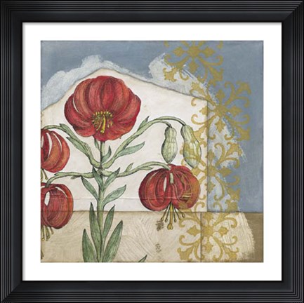 Framed Vintage Lilies I Print