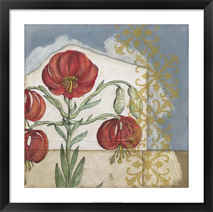 Framed Vintage Lilies I Print
