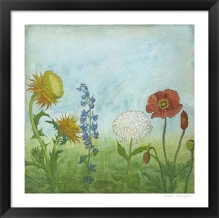 Framed Antique Floral Meadow I Print