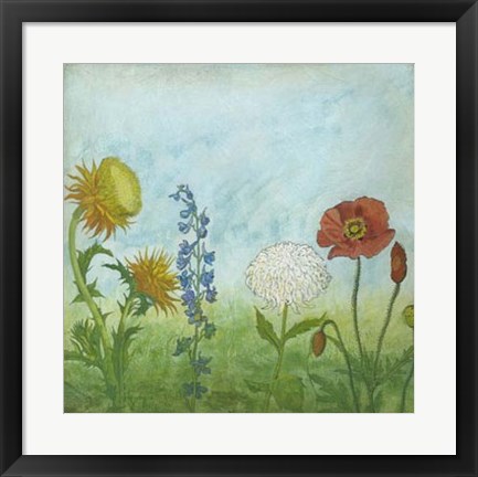 Framed Antique Floral Meadow I Print