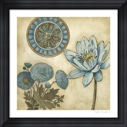 Framed Blue &amp; Taupe Blooms II Print