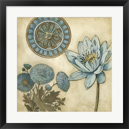 Framed Blue &amp; Taupe Blooms II Print