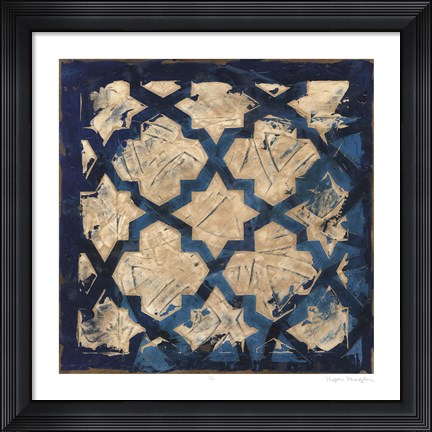 Framed Stained Glass Indigo I Print